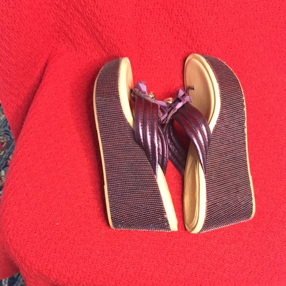 Coach Purple Sequin Platform Wedge 10B - Picture 6 of 8